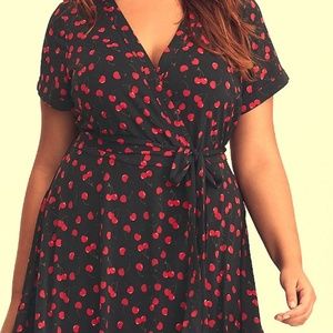 Torrid Cherry Faux Wrap Dress